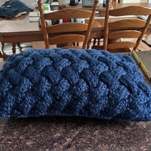 Pottery Barn Navy Blue Braided Accent Pillow